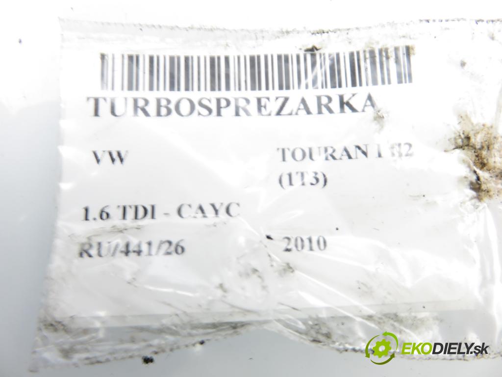 VW TOURAN (1T3) MINIVAN 2010 77,00 1.6 TDI - CAYC 1598,00 Turbodúchadlo 03L253016T (Turbodúchadlo (kompletné))