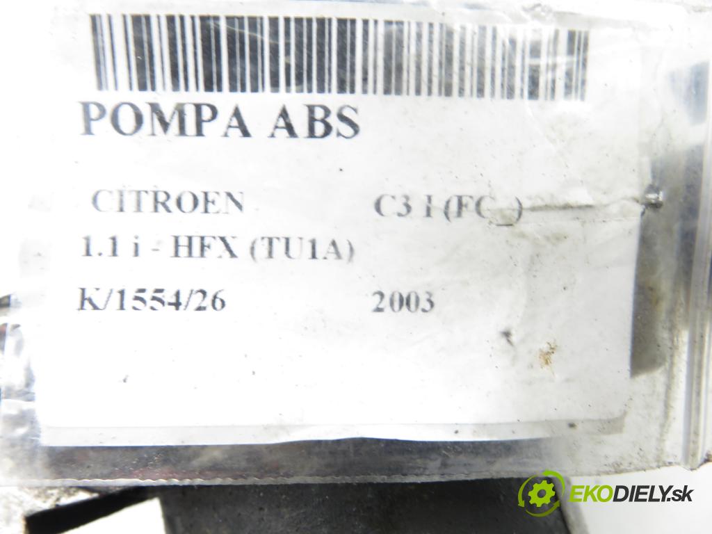 CITROEN C3 I (FC_) HB 2003 44,00 1.1 i - HFX (TU1A) 1124,00 Pumpa ABS 10097011083 ; 5WK84107 ; 9651412080 (Pumpa ABS)