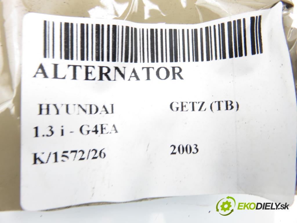 HYUNDAI GETZ (TB) HB 2003 60,00 1.3 12V 82 - G4EA 1341,00 Alternátor 3730022650 ; A0002655023 (Alternátor)
