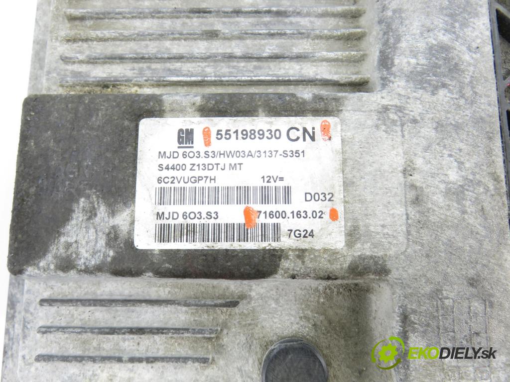OPEL CORSA D (S07) HB 2007 55,00 1.3 CDTI - Z 13 DTJ 1248,00 Riadiaca jednotka Motor 55198930CN ; 7160016302