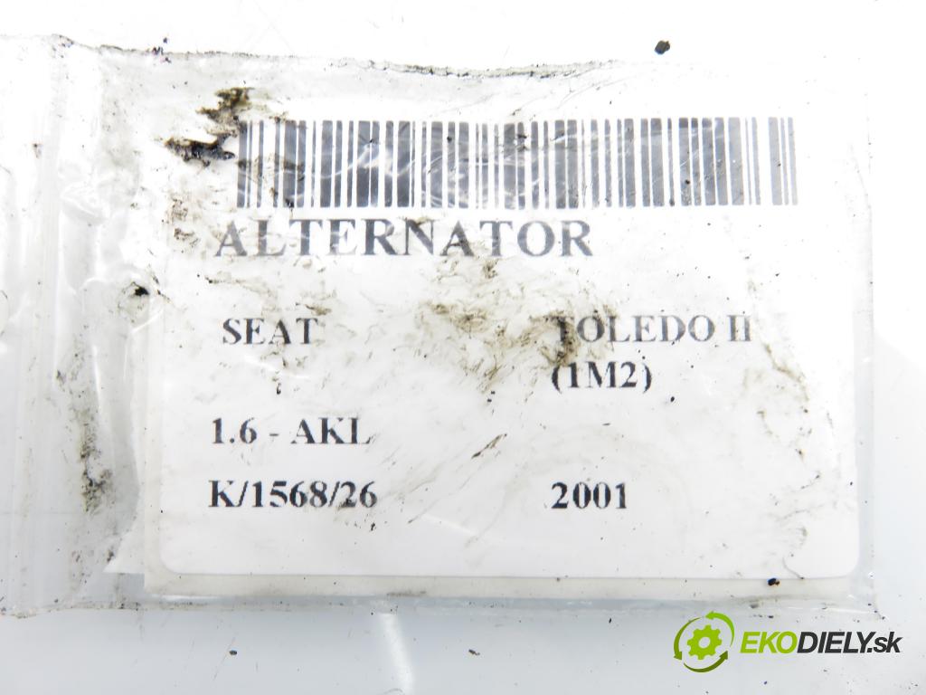 SEAT TOLEDO II (1M2) SEDAN 2001 74,00 1.6 - AKL 1595,00 Alternátor 037903025C ; 0123320034 (Alternátor)