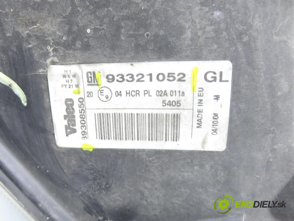 OPEL MERIVA A nadwozie wielkoprzestrzenne (MPV) (X03) MINIVAN 2004 74,00 1.7 CDTI 100 - Z 17 DTH 1686,00 Svetlo LP 93321053 ; 9308560