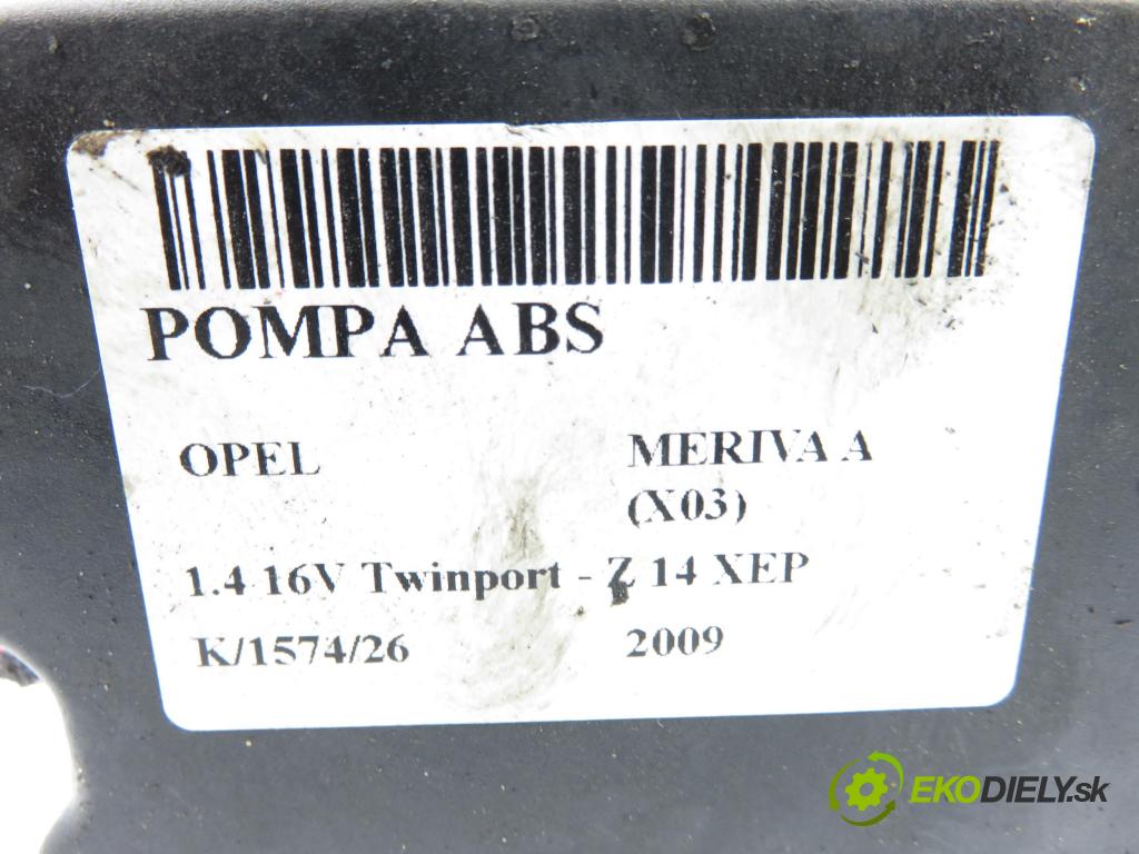 OPEL MERIVA A nadwozie wielkoprzestrzenne (MPV) (X03) MINIVAN 2009 66,00 1.4 16V Twinport - Z 14 XEP 1364,00 Pumpa ABS 0265950954 ; 0265234694 ; 13276464 (Pumpa ABS)