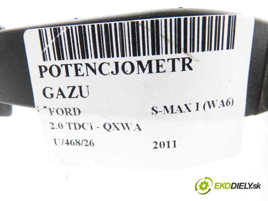 FORD S-MAX (WA6) MINIVAN 2011 103,00 2.0 TDCi - QXWA 1997,00 Potenciometer plynu 6G929F836JE ; 6PV01083410 (Potenciometer plynového pedálu)