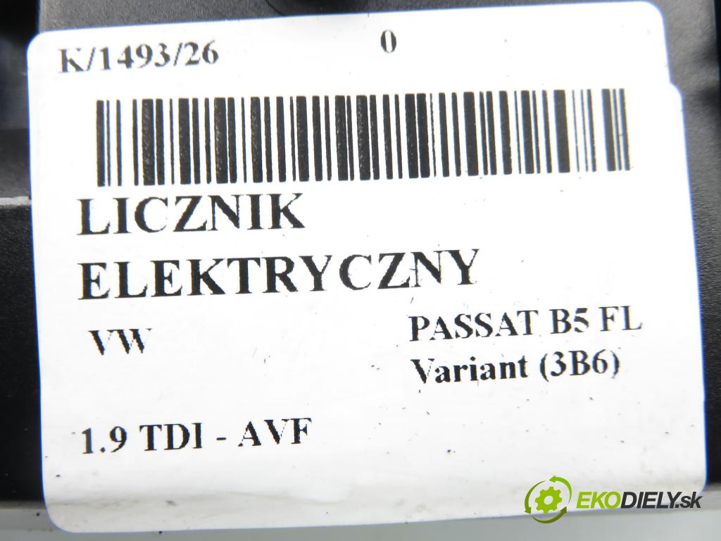 VW PASSAT B5.5 Variant (3B6) KOMBI 2001 96,00 1.9 TDI PD 130 - AVF 1896,00 Prístrojovka elektrický 3B0920826A
