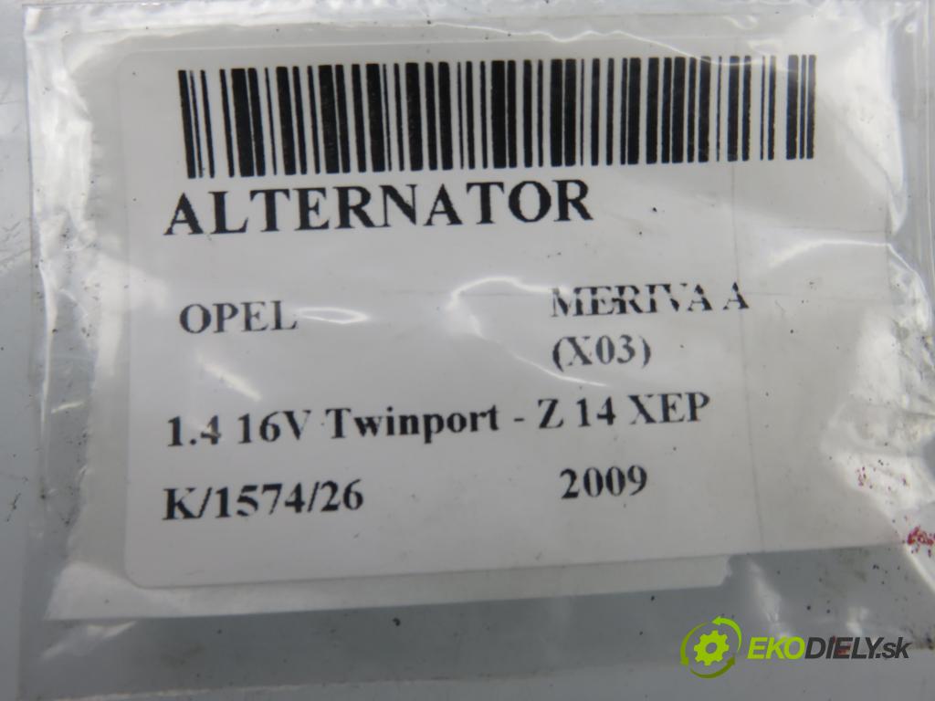 OPEL MERIVA A nadwozie wielkoprzestrzenne (MPV) (X03) MINIVAN 2009 66,00 1.4 16V Twinport - Z 14 XEP 1364,00 Alternátor 0124325171 ; 13222930 (Alternátor)
