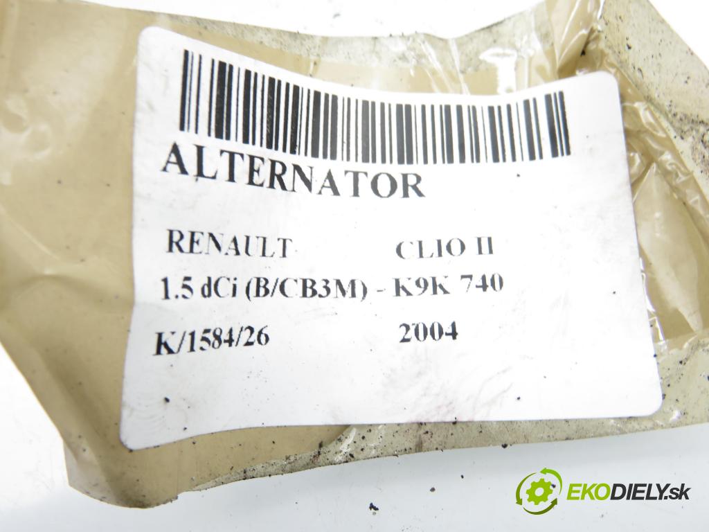 RENAULT CLIO II (BB_, CB_) HB 2004 47,00 1.5 dCi (B/CB3M) - K9K 740 1461,00 Alternátor 8200537415 (Alternátor)