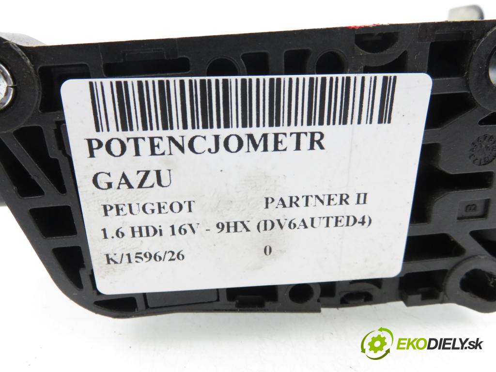 PEUGEOT PARTNER Skrzynia FURGON 2008 66,00 1.6 HDi 16V - 9HX (DV6AUTED4) 1560,00 Potenciometer plynu 0280755117 ; 9684834480 (Potenciometer plynového pedálu)