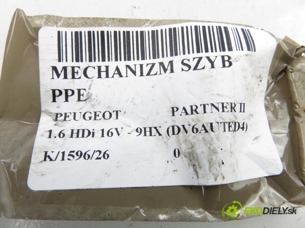 PEUGEOT PARTNER Skrzynia FURGON 2008 66,00 1.6 HDi 16V - 9HX (DV6AUTED4) 1560,00 Mechanizmus okien 402102F