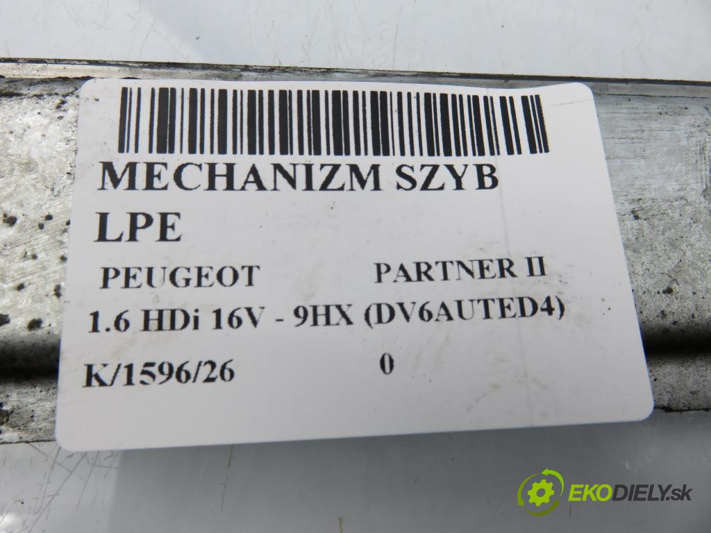PEUGEOT PARTNER Skrzynia FURGON 2008 66,00 1.6 HDi 16V - 9HX (DV6AUTED4) 1560,00 Mechanizmus okien 402103F