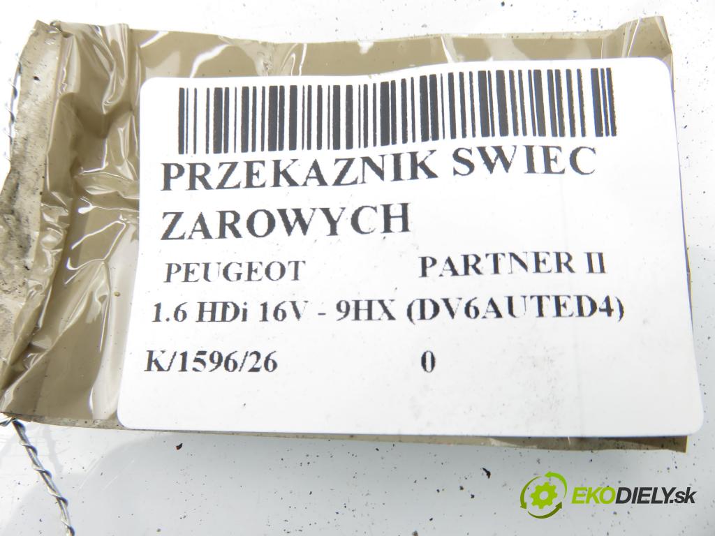 PEUGEOT PARTNER Skrzynia FURGON 2008 66,00 1.6 HDi 16V - 9HX (DV6AUTED4) 1560,00 RELÉ: JÚN: 9640469680