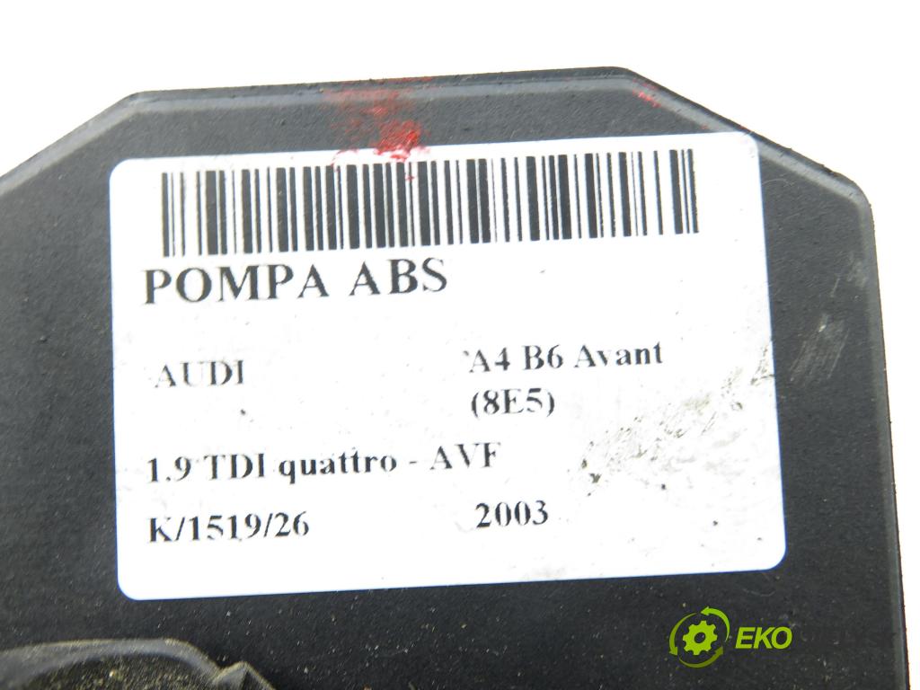 AUDI A4 Avant (8E5, B6) KOMBI 2003 96,00 1.9 TDI quattro - AVF 1896,00 Pumpa ABS 0265950012 ; 0265225045 ; 8E0614517A (Pumpa ABS)