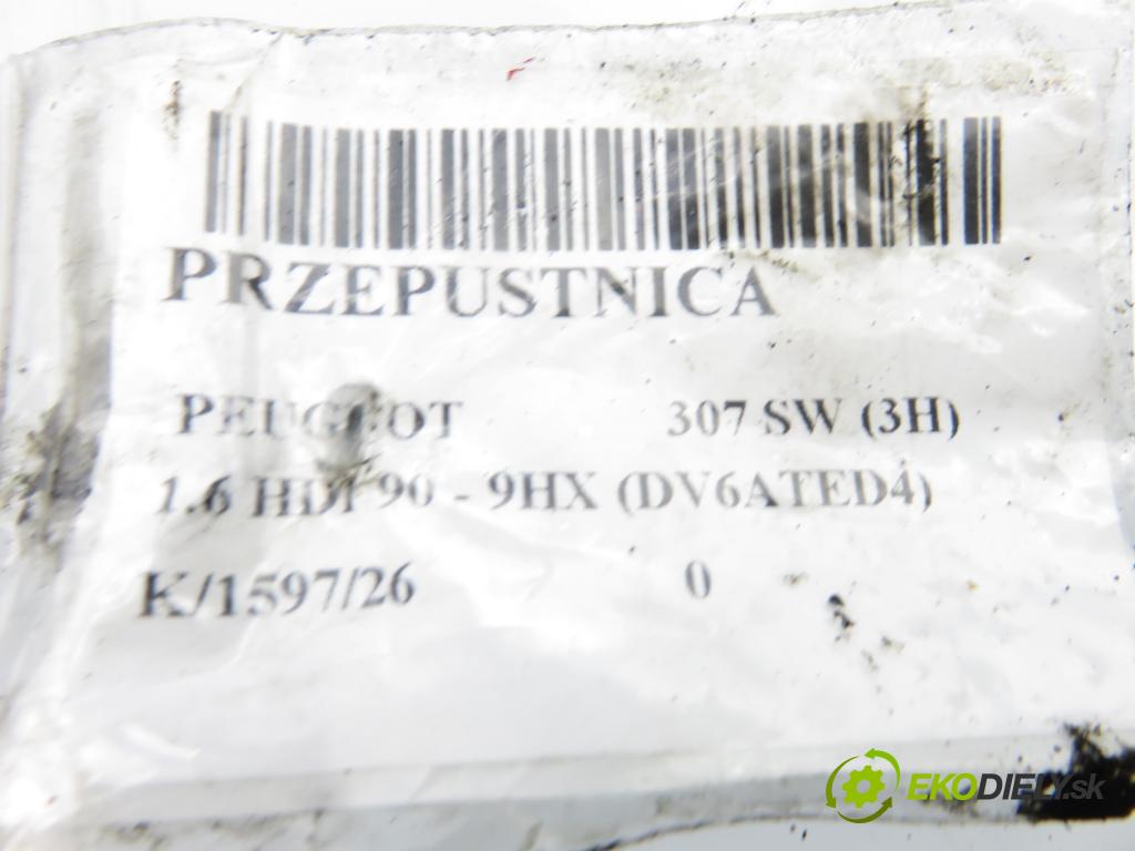 PEUGEOT 307 SW (3H) KOMBI 2005 66,00 1.6 HDI 90 - 9HX (DV6ATED4) 1560,00 škrtíci klapka 9658793980 (Škrticí klapka)