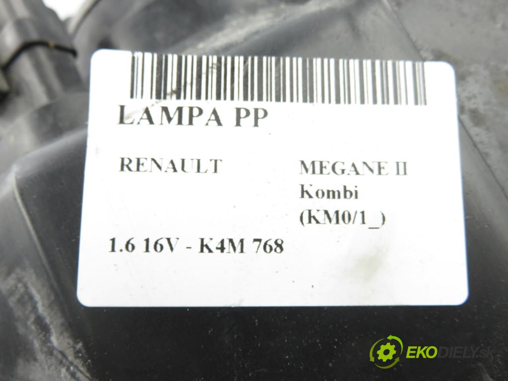 RENAULT MEGANE II Kombi (KM0/1_) KOMBI 2005 75,00 1.6 16V - K4M 768 1598,00 světlo PP 8200476431 ; 89307003