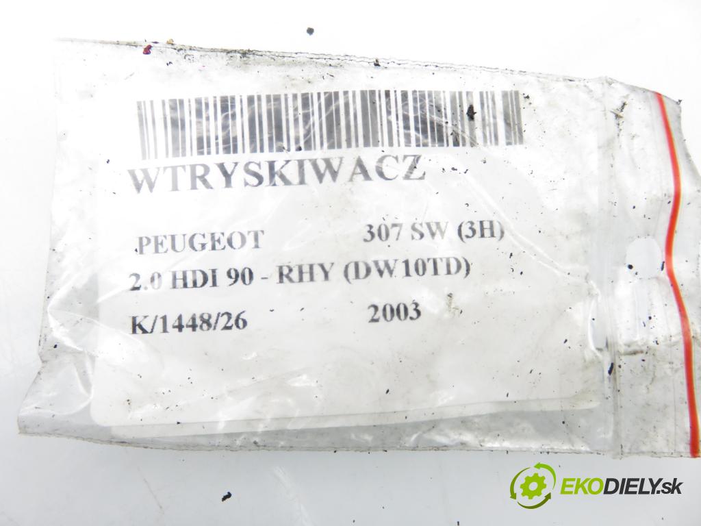 PEUGEOT 307 SW (3H) KOMBI 2003 66,00 2.0 HDI 90 - RHY (DW10TD) 1997,00 vstrekovač 0445110076 ; 9641742880 (Vstrekovač paliva)