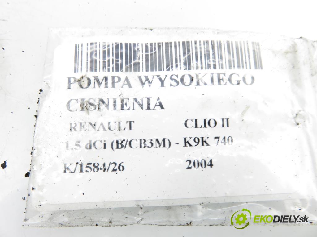 RENAULT CLIO II (BB_, CB_) HB 2004 47,00 1.5 dCi (B/CB3M) - K9K 740 1461,00 Pumpa vysokého tlaku R9042A041A ; 8200423059 ; 8200057225