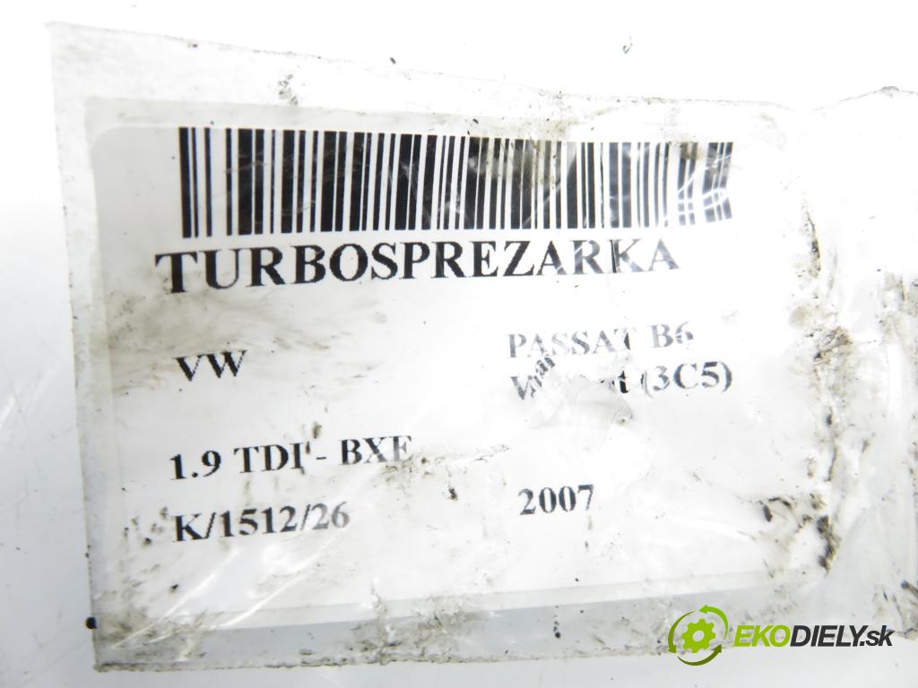 VW PASSAT B6 Variant (3C5) KOMBI 2007 77,00 1.9 TDI - BXE 1896,00 Turbodúchadlo 03G253014F (Turbodúchadlo (kompletné))