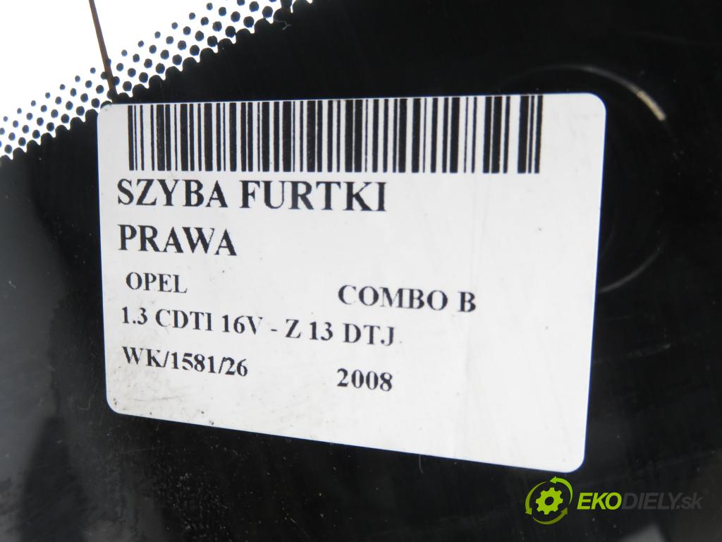 OPEL COMBO Nadwozie pełne/minivan KOMBIVAN 2008 55,00 1.3 CDTI 16V - Z 13 DTJ 1248,00 okno BRÁNKY pravá