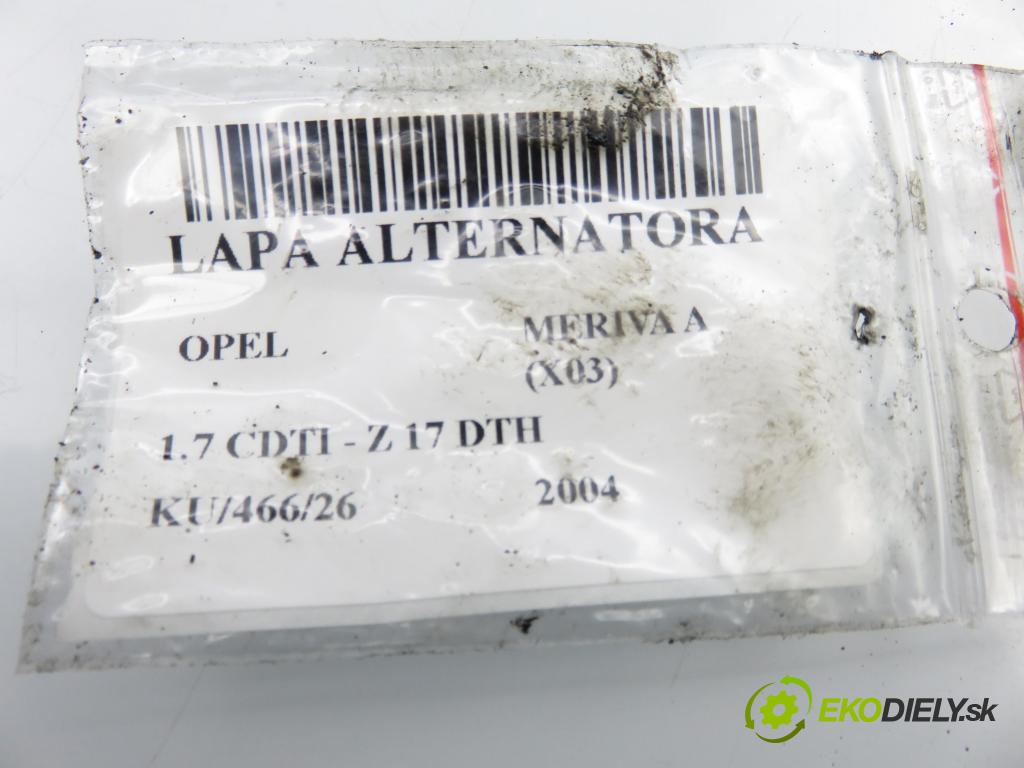 OPEL MERIVA A nadwozie wielkoprzestrzenne (MPV) (X03) MINIVAN 2004 74,00 1.7 CDTI 100 - Z 17 DTH 1686,00 uchycení alternátora 897364343 ; 897264513