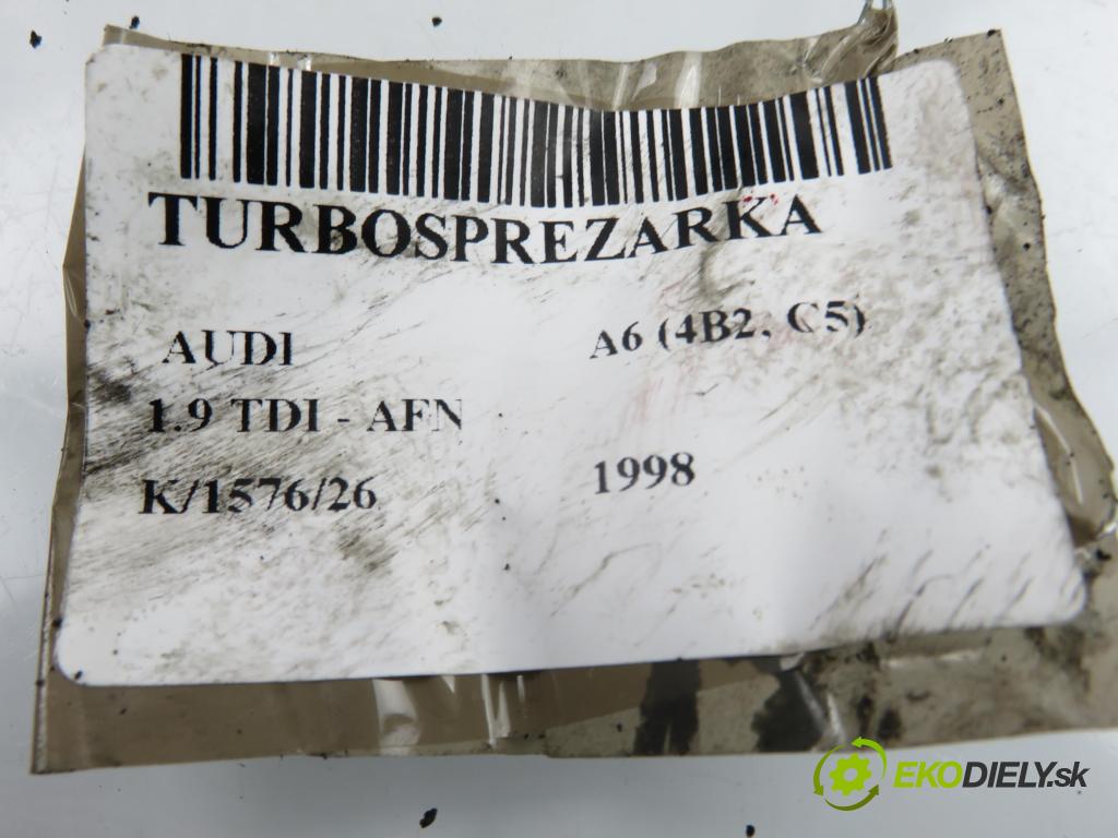 AUDI A6 (4B2, C5) SEDAN 1998 81,00 1.9 TDI - AFN 1896,00 Turbodúchadlo 028145702C (Turbodúchadlo (kompletné))