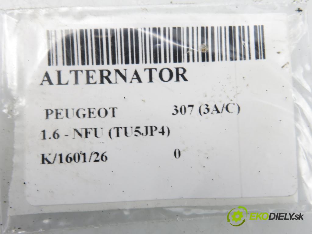 PEUGEOT 307 (3A/C) HB 2001 81,00 1.6 - NFU (TU5JP4) 1587,00 Alternátor 9638544280 ; A005TA6392C (Alternátor)