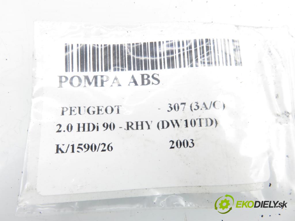 PEUGEOT 307 (3A/C) HB 2003 66,00 2.0 HDi 90 - RHY (DW10TD) 1997,00 Pumpa ABS 0273004562 ; 9643777980 ; 0265216757 (Pumpa ABS)
