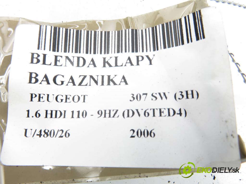 PEUGEOT 307 SW (3H) KOMBI 2006 80,00 1.6 HDI 110 - 9HZ (DV6TED4) 1560,00 Zadné čelo dverí kufor 9638615777 ; 9638615777D