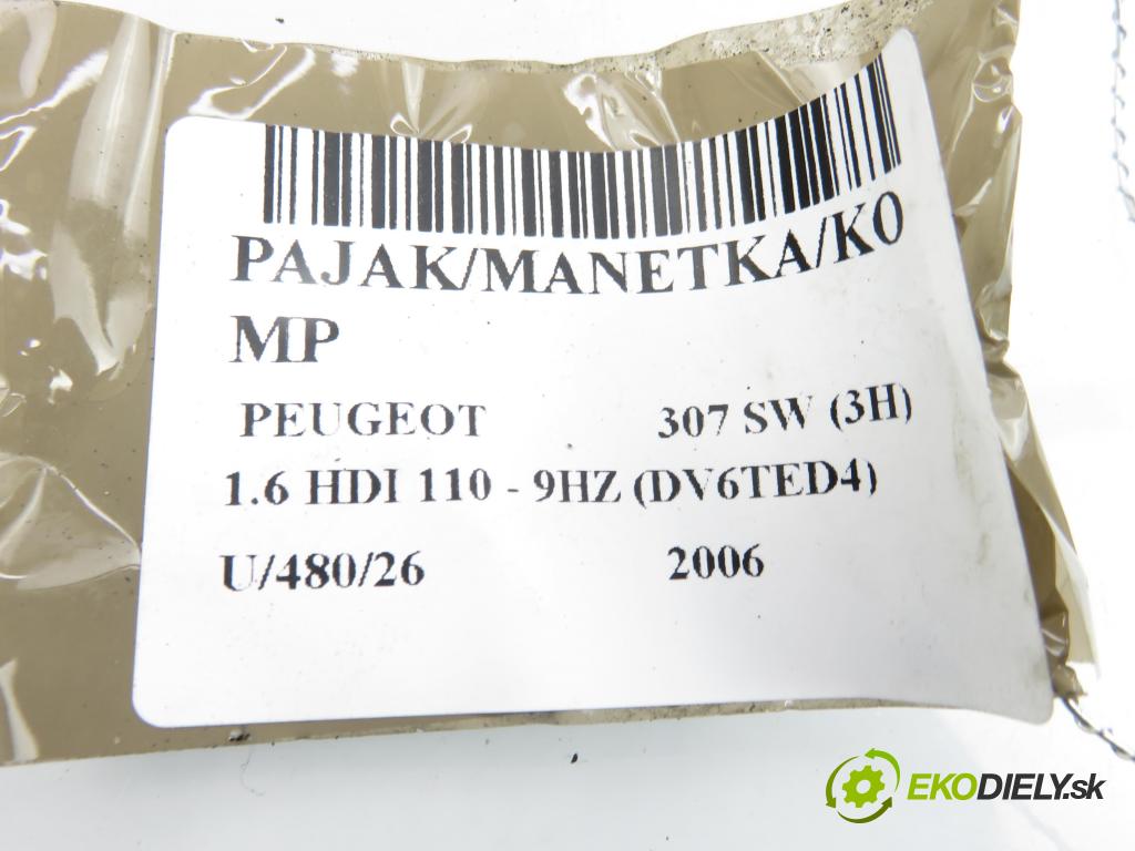 PEUGEOT 307 SW (3H) KOMBI 2006 80,00 1.6 HDI 110 - 9HZ (DV6TED4) 1560,00 PAKA/ŘAZENÍ/SADA: 96605595XT