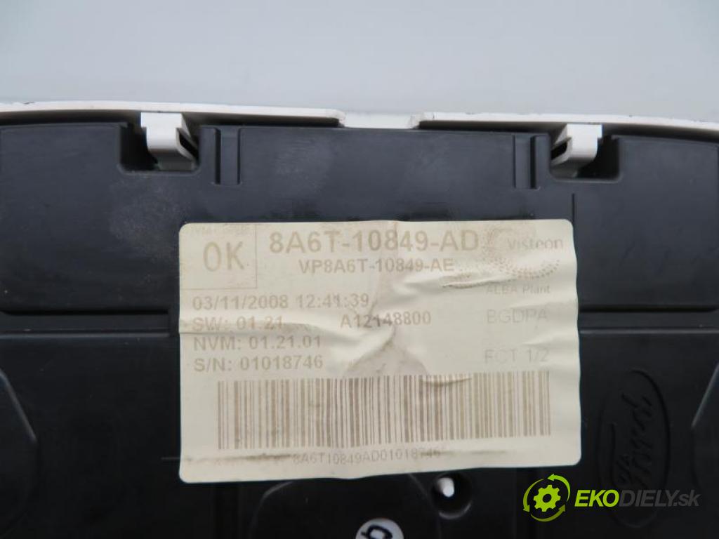 FORD FIESTA MK7 VII 1.25 16V SNJB, SNJA manual 5 - stupňová 60 kW 82 km  prístrojovka elektrický 8A6T10849AD/8A6T10849AE (Přístrojové desky, displeje)