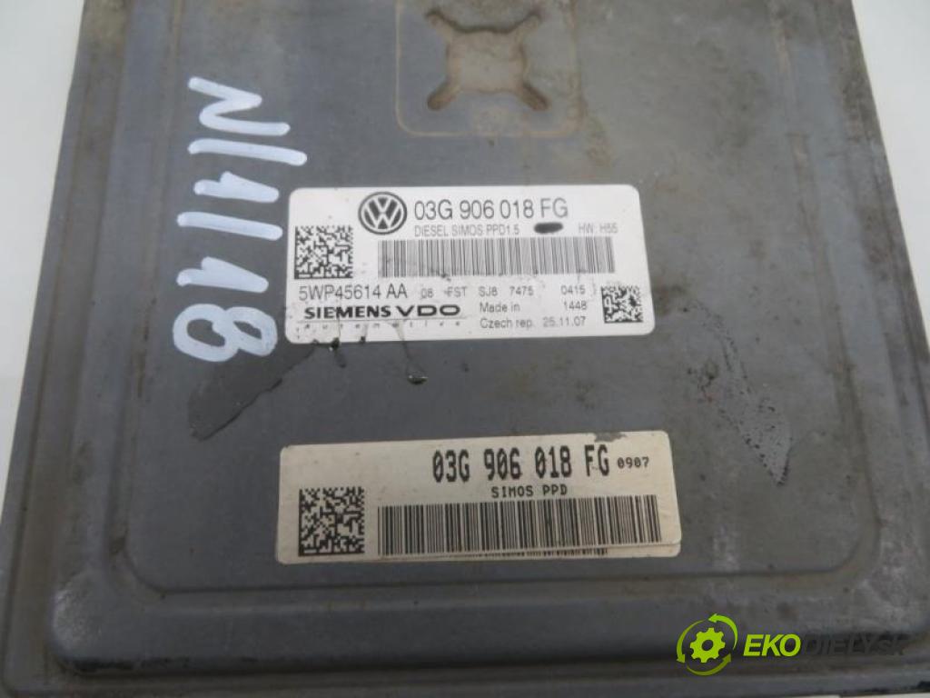 VW PASSAT B6 2.0 TDI 16V BKP, CBAB manual 6 - stupňová 103 kW 140 km  řídící jednotka motora 03G906018FG/5WP45614AA