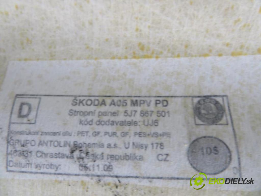 SKODA ROOMSTER I 1.6 16V BTS, CFNA manual 5 stupňová 77 kW 105 km  Stropný tapacír 5J7867501 (Stropné tapacíre)