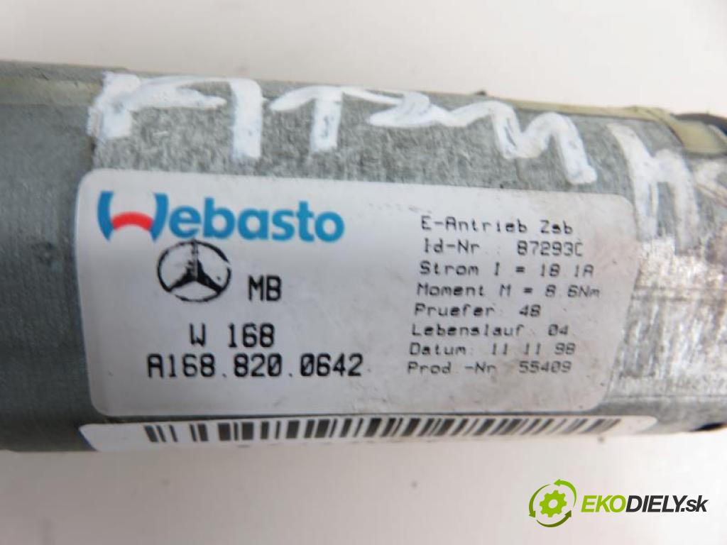 MERCEDES BENZ A W168 1.6 A 160 (168.033,168.133) M 166.960 automatic 5 stupňová 75 kW 102 km  Motorček strešného okna A1688204110/A1688200642/0390201665 (Motorčeky ovládania strešného okna)