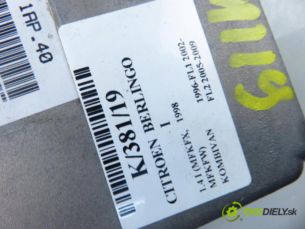 CITROEN BERLINGO I 1.4 I (MFKFX, MFKFW) KFX (TU3JP), KFW (TU3JP) manual 5 stupňová 55 kW 75 km  řídící jednotka motora 9629244780