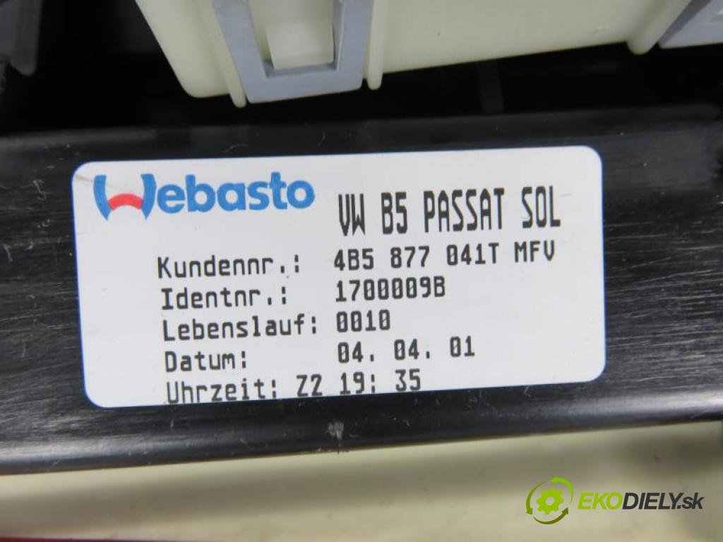 VW PASSAT B5 FL 1.9 TDI PD AVF,AWX automatic 5 stupňová 96 kW 130 km  strešné okno 4B5877041T/4B0959951B (Sklá strešné)