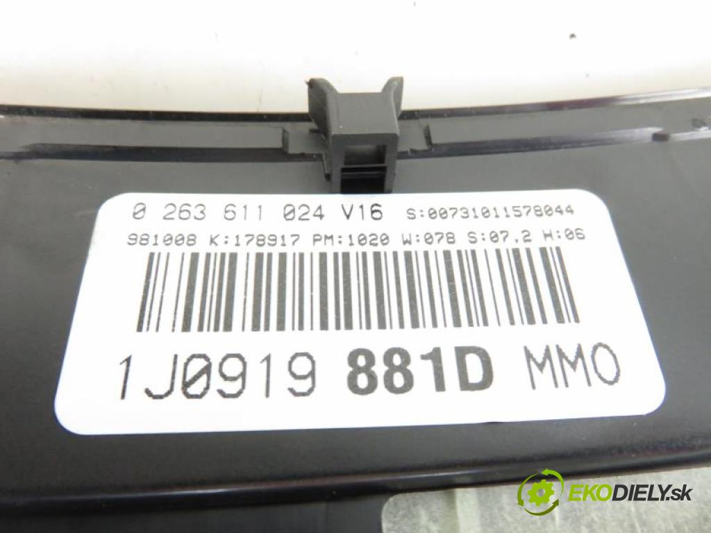 VW GOLF IV 4 1.9 TDI ALH, AGR manual 5 stupňová 66 kW 90 km  prístrojovka elektrický 1J0919881D/0263611024V16/1035100002 (Přístrojové desky, displeje)