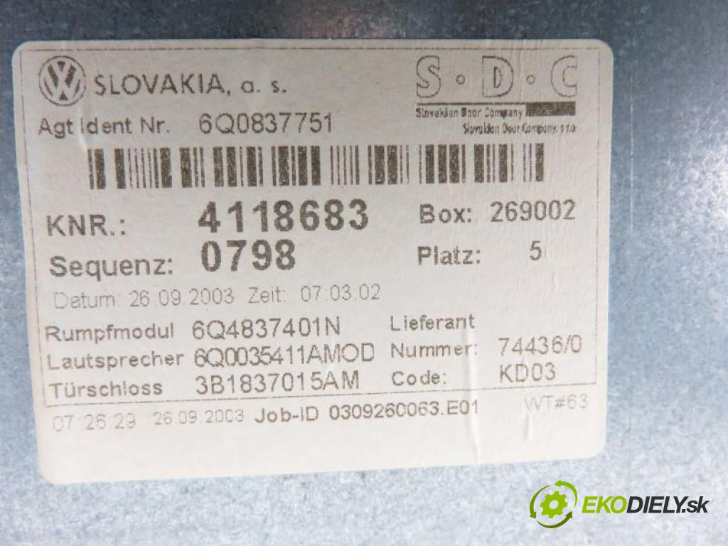 VW POLO IV (9N) 1.2 12V AZQ, BME manual 5 stupňová 47 kW 64 km  mechanismus oken 6Q4837755/6Q0837751/6Q2959802A