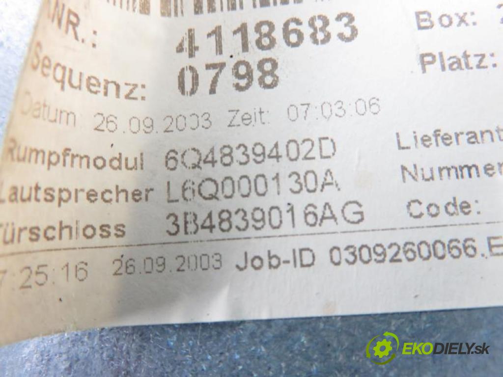 VW POLO IV (9N) 1.2 12V AZQ, BME manual 5 stupňová 47 kW 64 km  mechanismus oken PTE 6Q0839752/6Q0959812A/6Q6839138