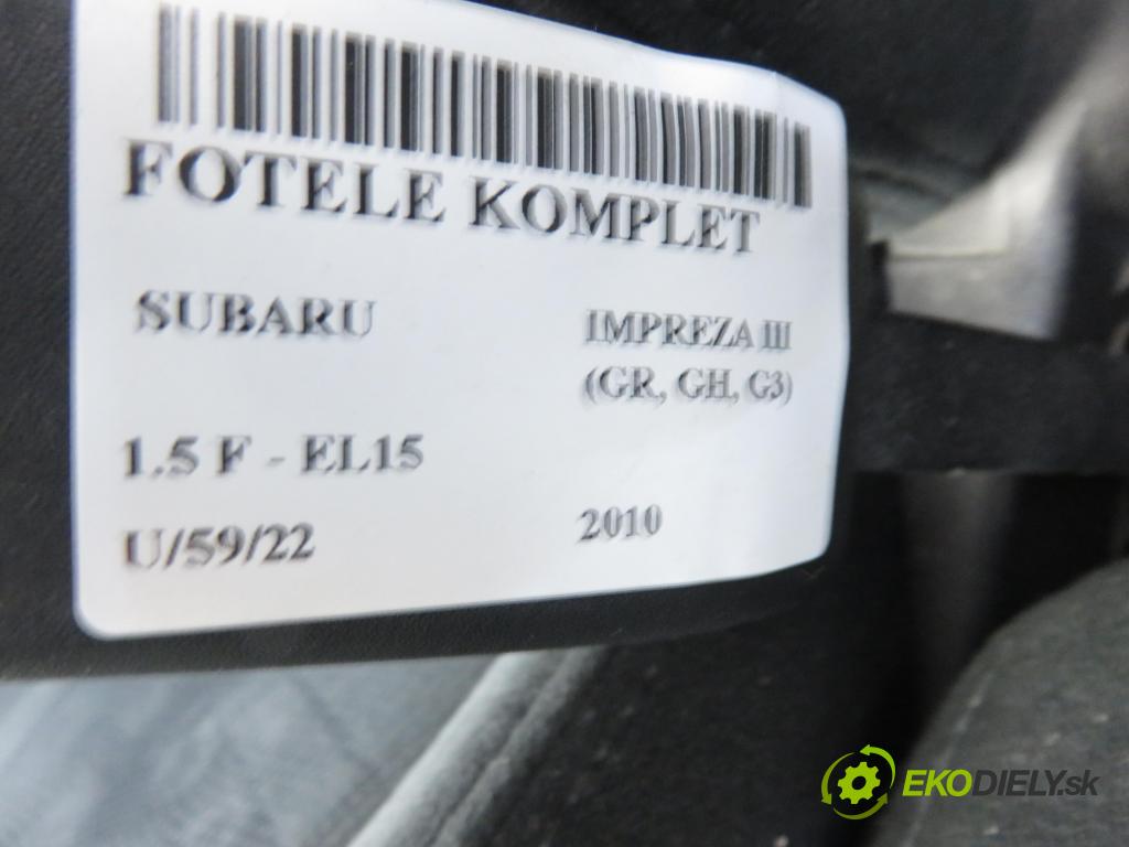 SUBARU IMPREZA liftback (GR, GH, G3) HB 2010 1498,00 Fotele, kanapy 1498,00 Sedadlá, sedačky