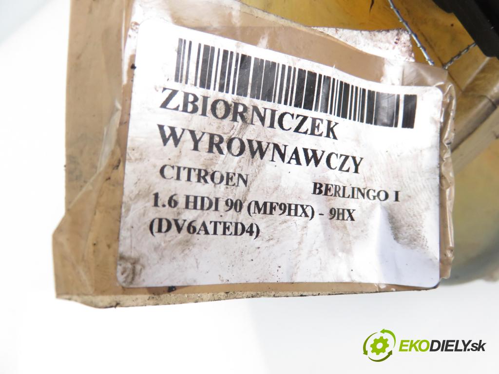 CITROEN BERLINGO / BERLINGO FIRST nadwozie wielkoprzestrzenne (MPV) KOMBIVAN 2006 66,00 1.6 HDI 90 - 9HX (DV6ATED4) 1560,00 Nádržka KOMPENZAČNÉ: 9646902580
