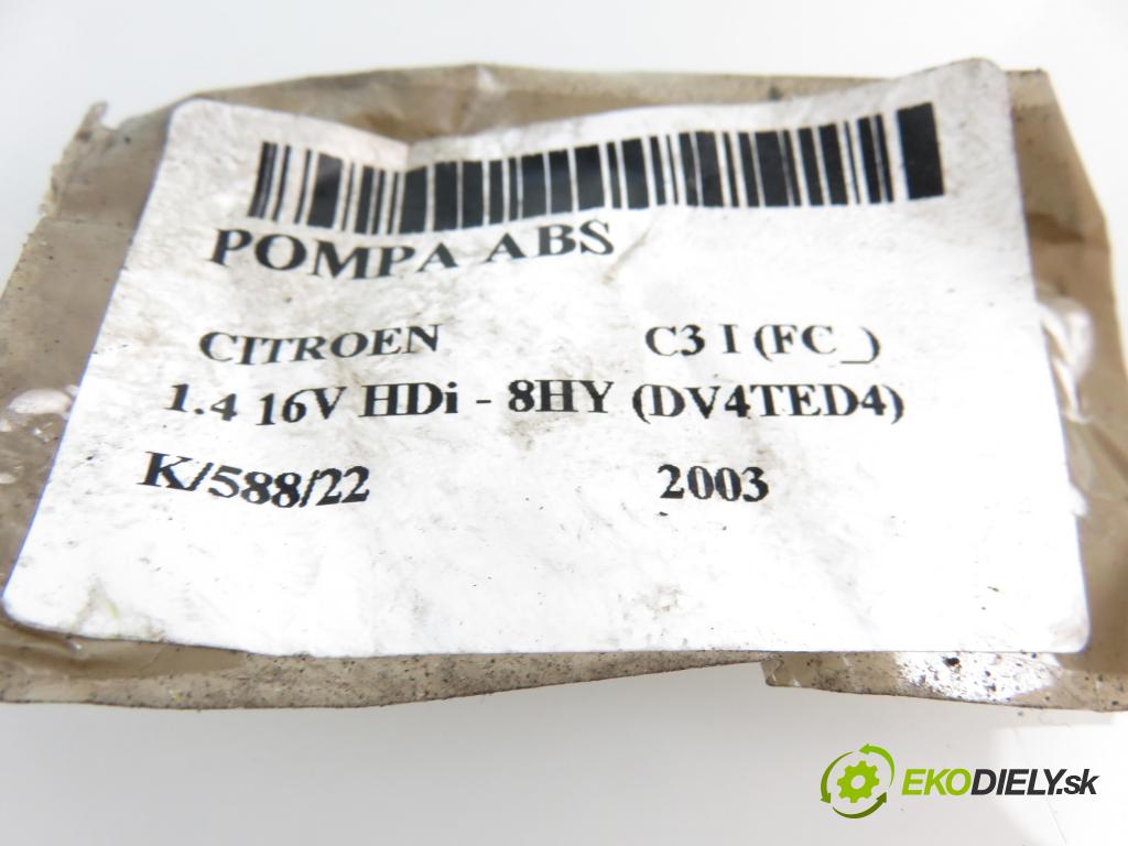 CITROEN C3 I (FC_) HB 2003 1398,00 Sterowniki ABS 1398,00 pumpa ABS 9641877280;10020600554;10096011213 (Pumpy brzdové)