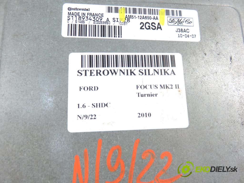 FORD FOCUS II Turnier (DA_, FFS, DS) KOMBI 2010 1596,00 Sterowniki silnika 1596,00 Riadiaca jednotka Motor AM5112A650AA