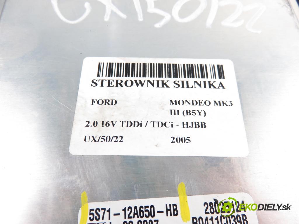 FORD MONDEO III (B5Y) LIFTBACK 2005 1998,00 Sterowniki silnika 1998,00 Riadiaca jednotka Motor 5S7112A650HB