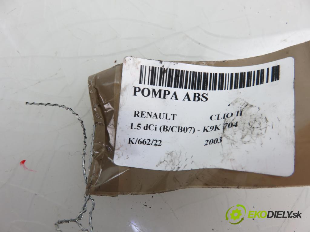 RENAULT CLIO II (BB_, CB_) HB 2003 1461,00 Sterowniki ABS 1461,00 pumpa ABS 0265800335 (Pumpy brzdové)