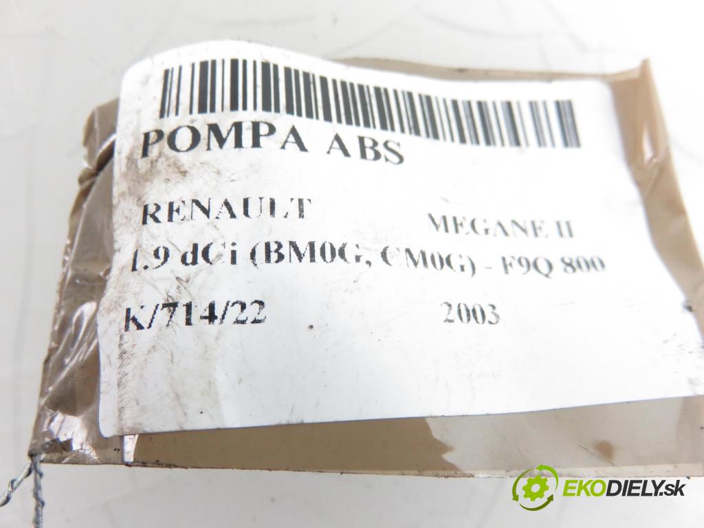 RENAULT MEGANE II (BM0/1_, CM0/1_) HB 2003 1870,00 Sterowniki ABS 1870,00 pumpa ABS 0265800317 (Pumpy brzdové)