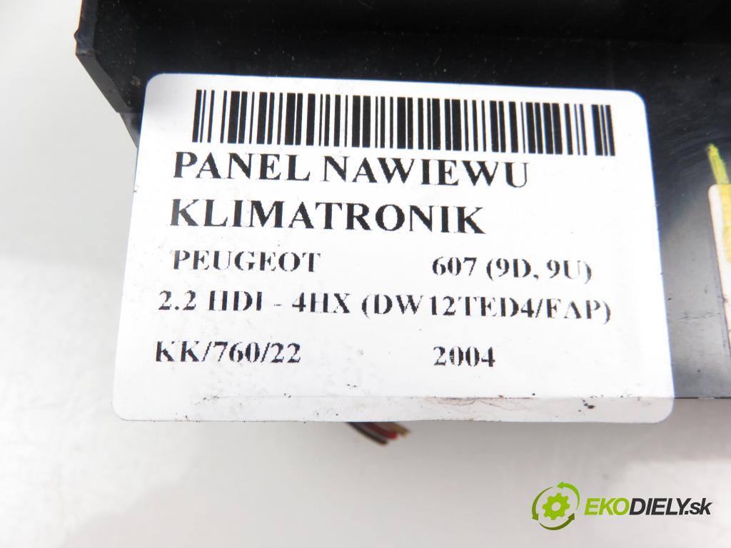 PEUGEOT 607 (9D, 9U) SEDAN 2004 2179,00 Panele sterowania, przełączniki 2179,00 Panel kúrenia KLIMATRONIK 96295526GV