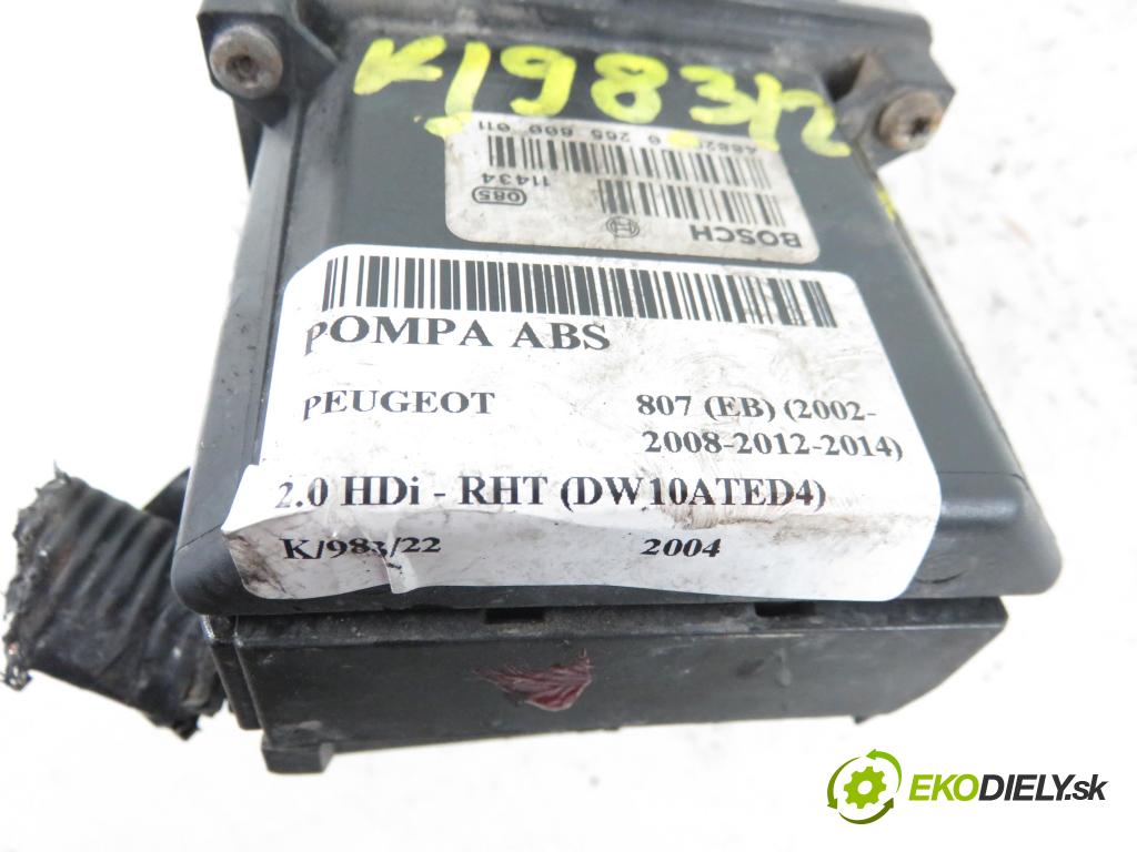 PEUGEOT 807 (EB_) MINIVAN 2004 1997,00 Sterowniki ABS 1997,00 Pumpa ABS 0265800011 (Pumpy ABS)
