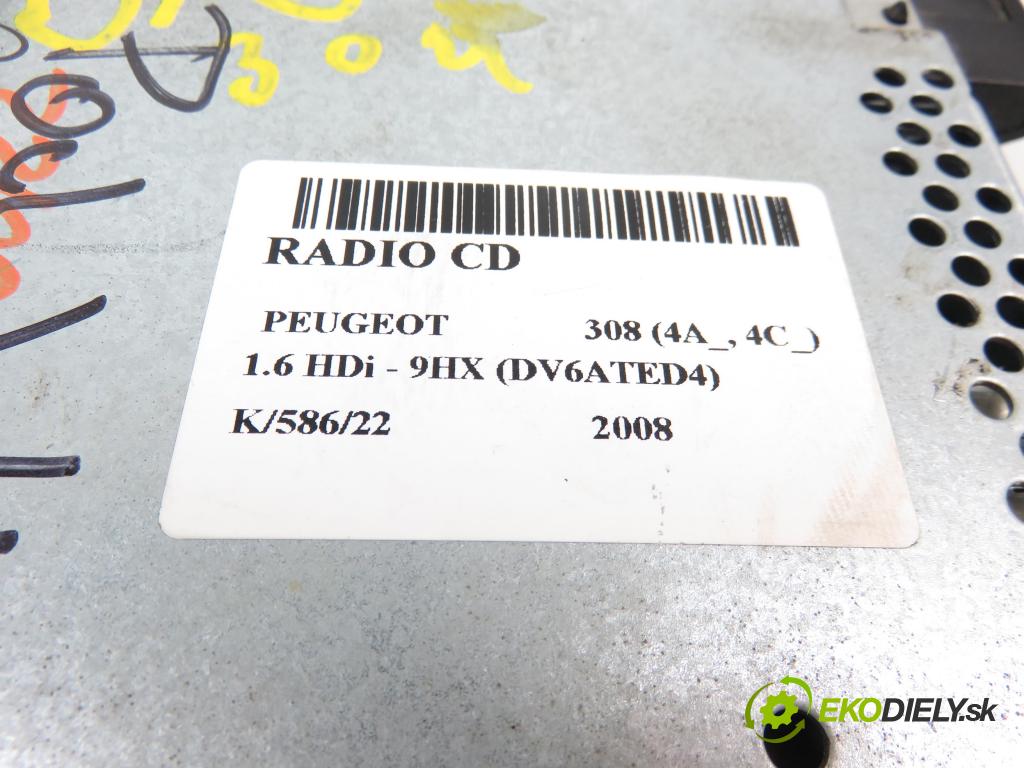 PEUGEOT 308 (4A_, 4C_) HB 2008 1560,00 Radioodtwarzacze 1560,00 RADIO CD 96650205