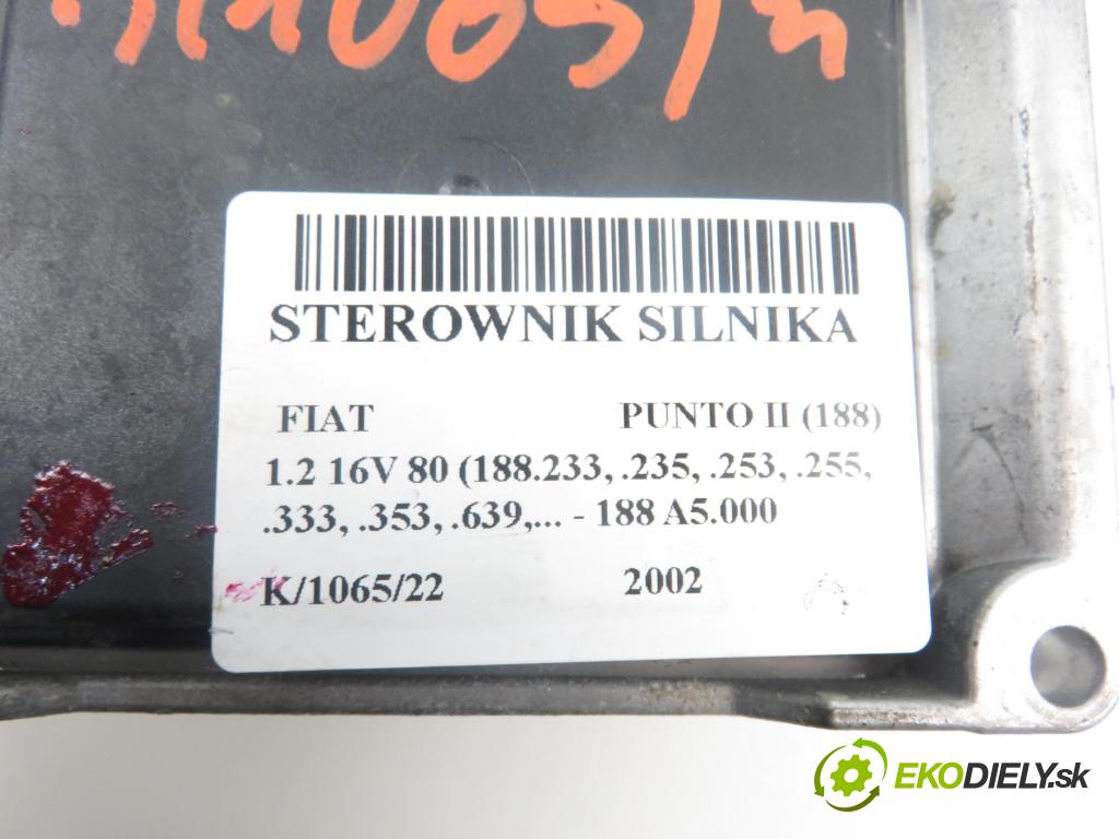 FIAT PUNTO (188_) HB 2002 1242,00 Sterowniki silnika 1242,00 Riadiaca jednotka Motor 1039S00103