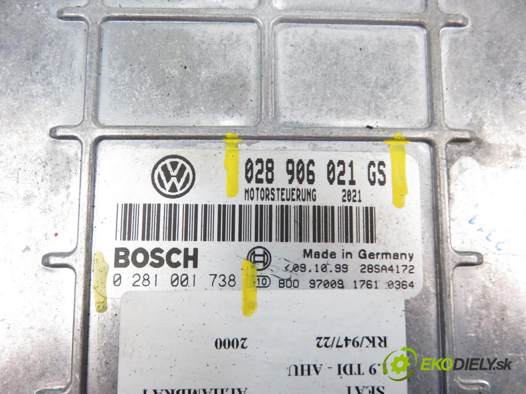 SEAT ALHAMBRA (7V8, 7V9) VAN 2000 1896,00 Sterowniki silnika 1896,00 Riadiaca jednotka Motor 028906021GS;0281001738