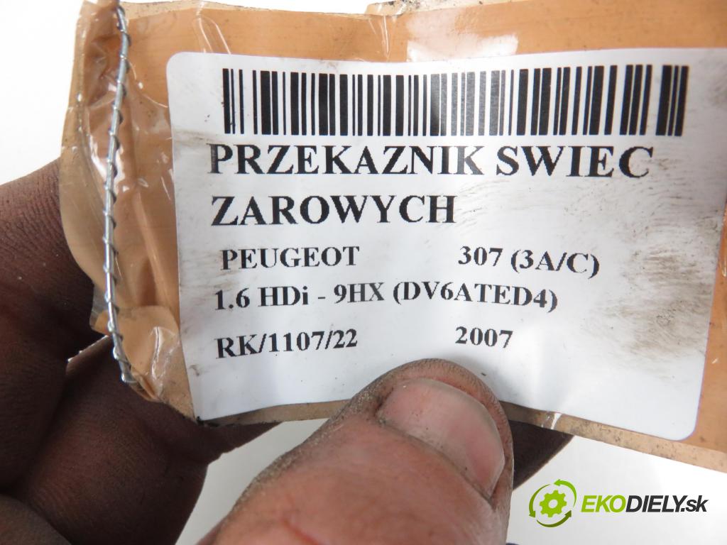 PEUGEOT 307 (3A/C) HB 2007 66,00 1.6 HDi 90 - 9HX (DV6ATED4) 1560,00 RELÉ: JÚN: 9640469680